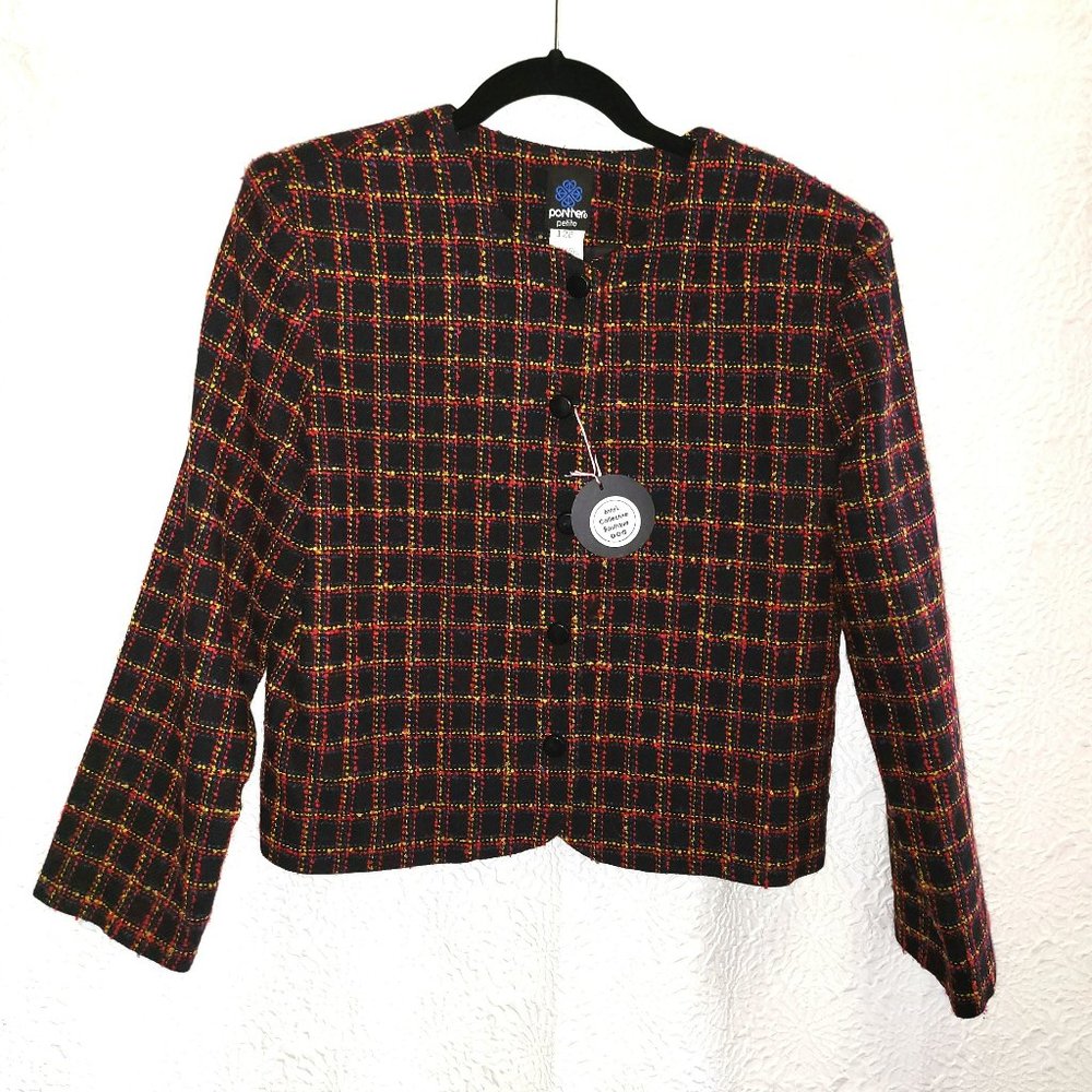 1970s Panther Petite Textured Tweed Blazer